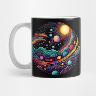 Surrealist space artwork with planets Mug